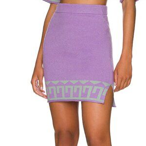 Callahan Cora High Waist Rolled Raw Hem Knit Mini Skirt in Dahlia Purple - NWT